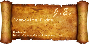 Joanovits Endre névjegykártya