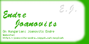 endre joanovits business card